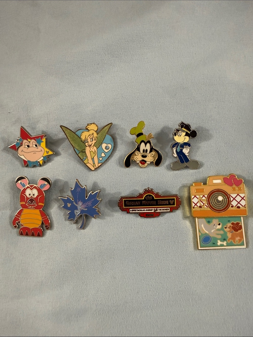 Disney Trading Pins- Tinker Bell-Goofy-Mickey-Lady & the Tramp, Great Movie Ride